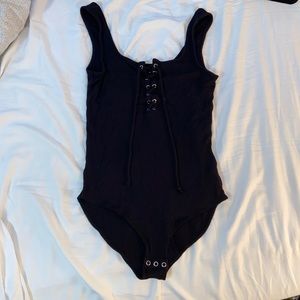 Lace up black bodysuit